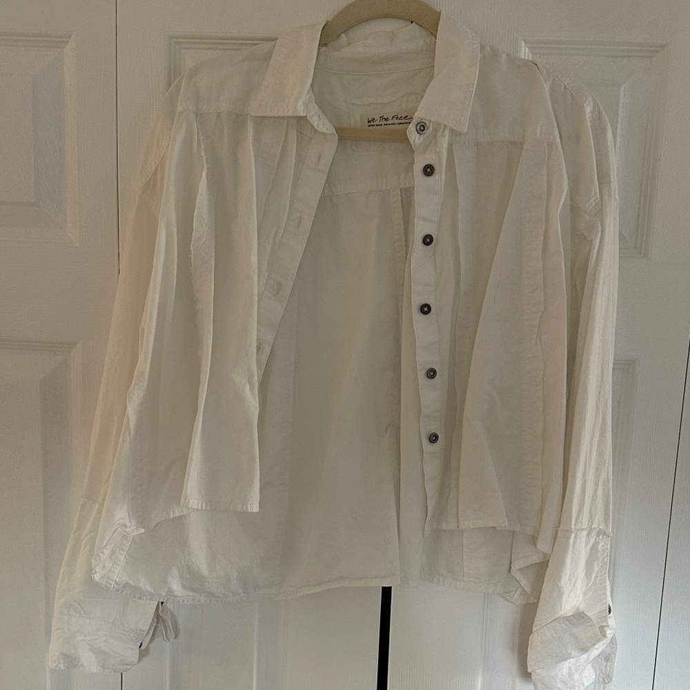 We The Free White Casual Button-Down Shirt
